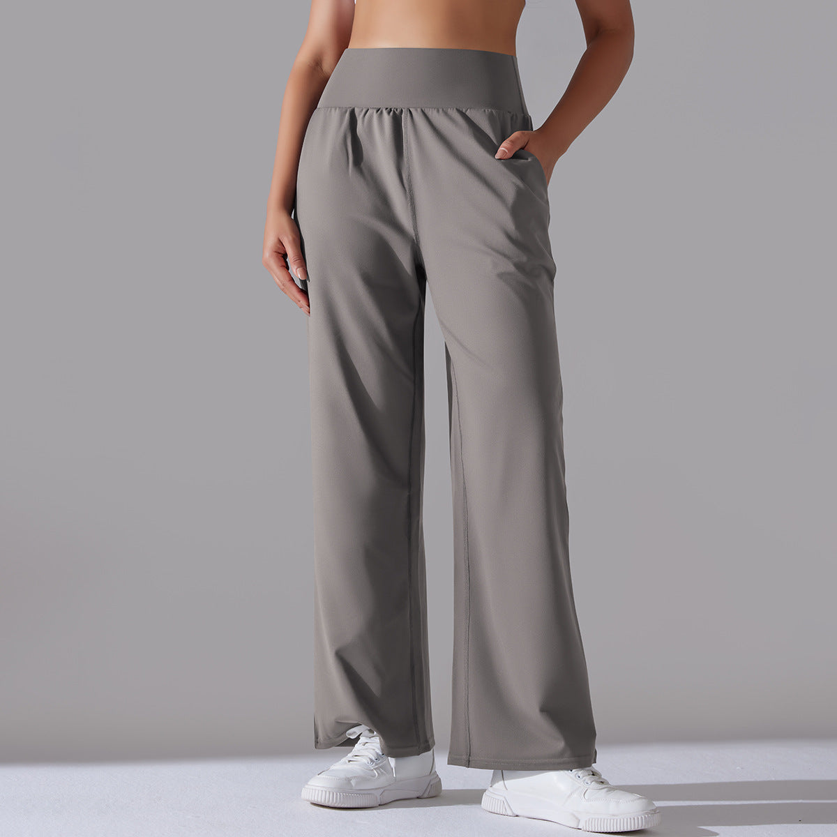 BamBam Women Sports Casual Loose Yoga Pants Pocket High Waist Wide Leg Pants - BamBam