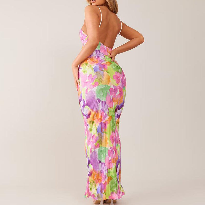 BamBam Women suspender sexy printed long skirt - BamBam