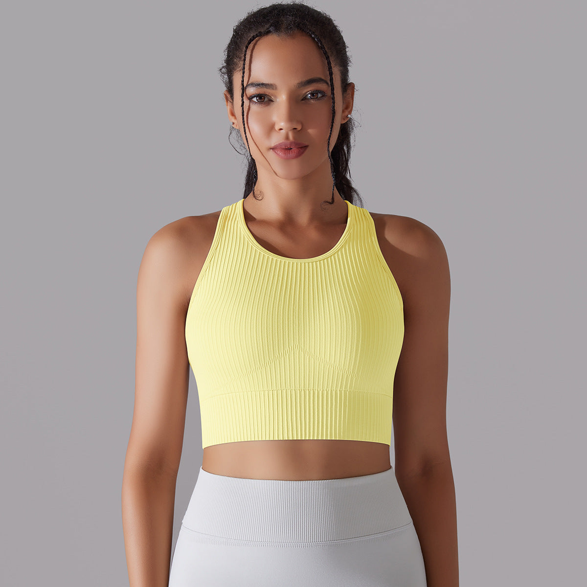 BamBam Women Seamless Knitting Solid Yoga Bra Running Tank Top - BamBam