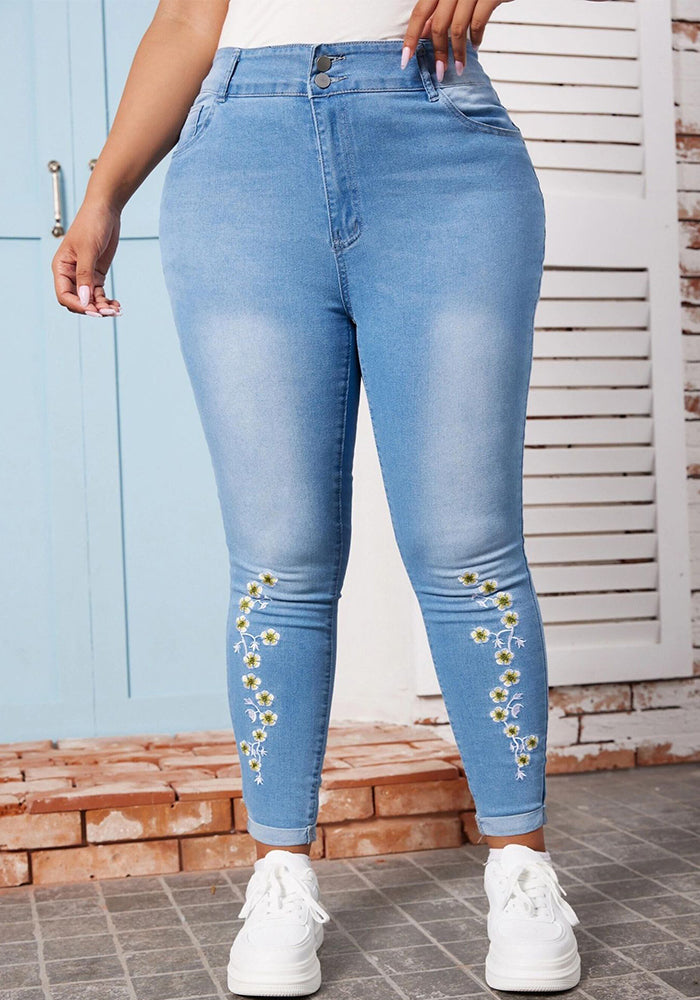 Fall Plus Size Women Stretch Denim Pants