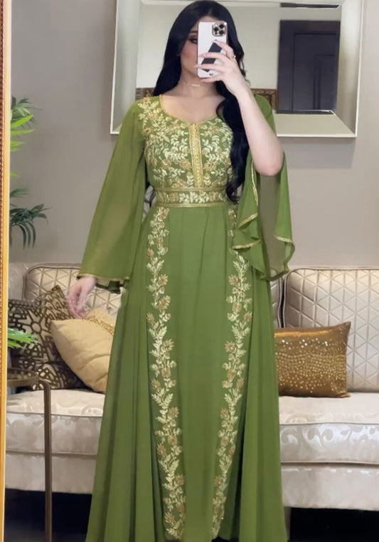 Summer Women's Embroidered Kaftan Evening Gown