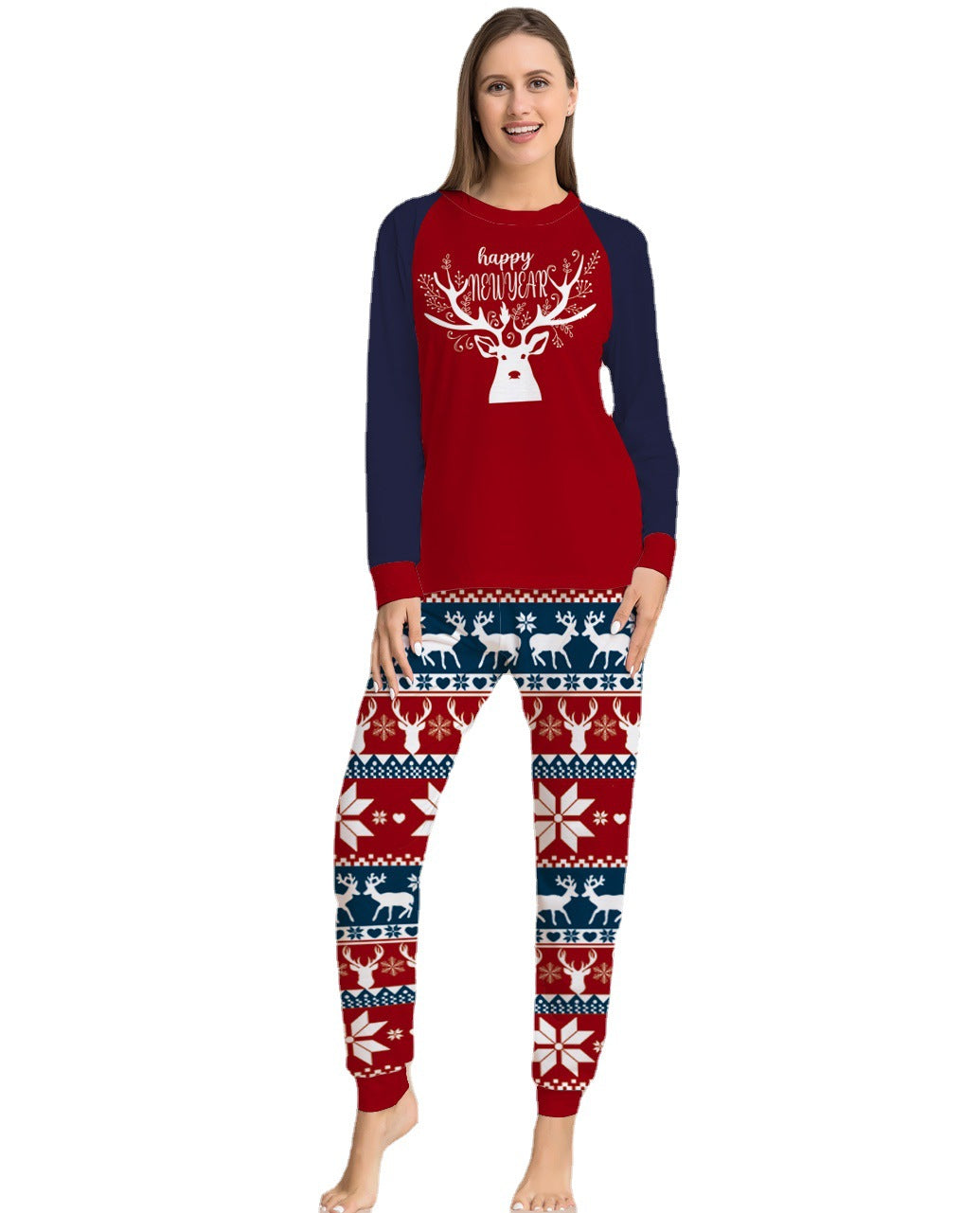 BamBam Christmas Colorblock Elk Family Pajama Two-Piece Set - BamBam