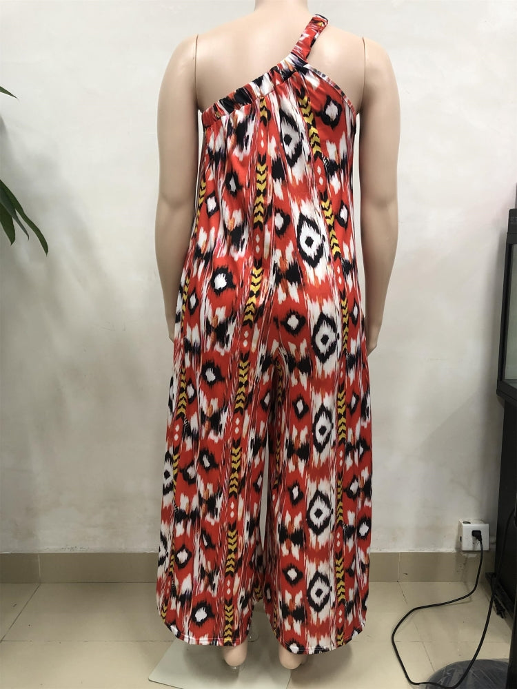 BamBam Summer Plus Size Print One Shoulder Jumpsuit - BamBam Clothing