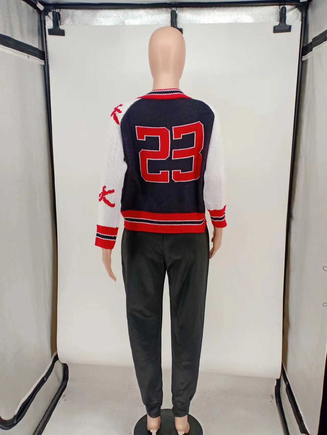 BamBam Knitting Baseball Uniform Single Pocket Letter Zipper Autumn And Winter Loose Casual Jacket - BamBam