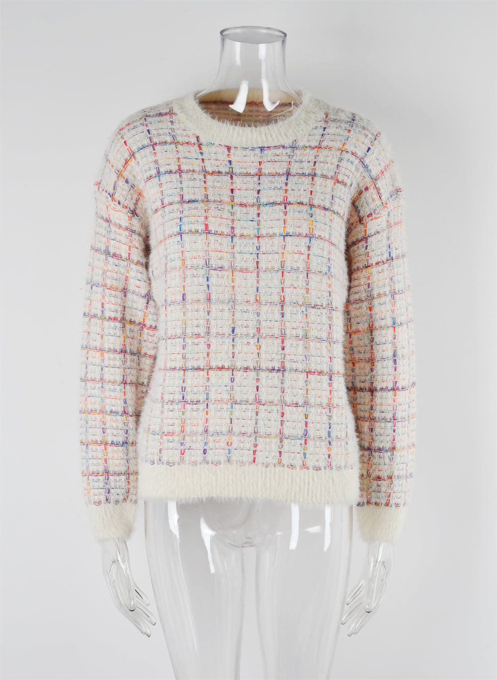 BamBam Autumn/Winter Patchwork Fashion Sweater Round Neck Knitting Top - BamBam