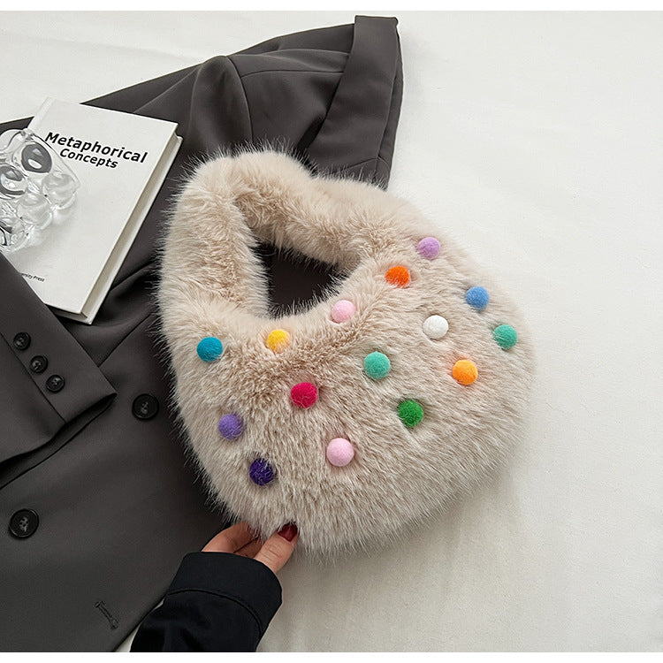 BamBam Colorful Autumn And Winter Fur Plush Handbags - BamBam