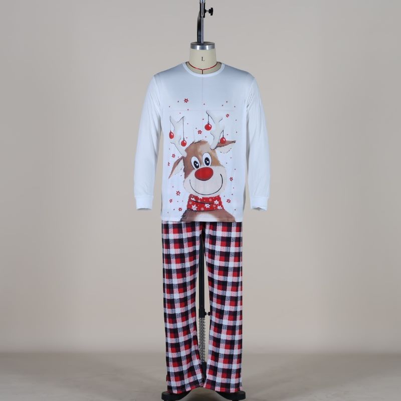 BamBam Christmas Elk Print Parent-Child Wear Long-Sleeved Pajamas Set Home Wear Family Outfits - BamBam