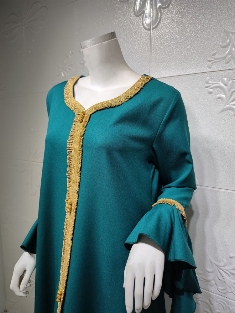 BamBam Arab Dubai Arab Middle East Turkey Morocco Islamic Clothing Kaftan Abaya Embroided Muslim Dress - BamBam