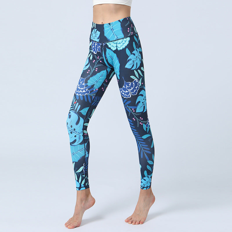 BamBam Women's Printed Yoga Leggings High Waist Butt Lift Sports Fitness Basic Pants Yoga Wear - BamBam