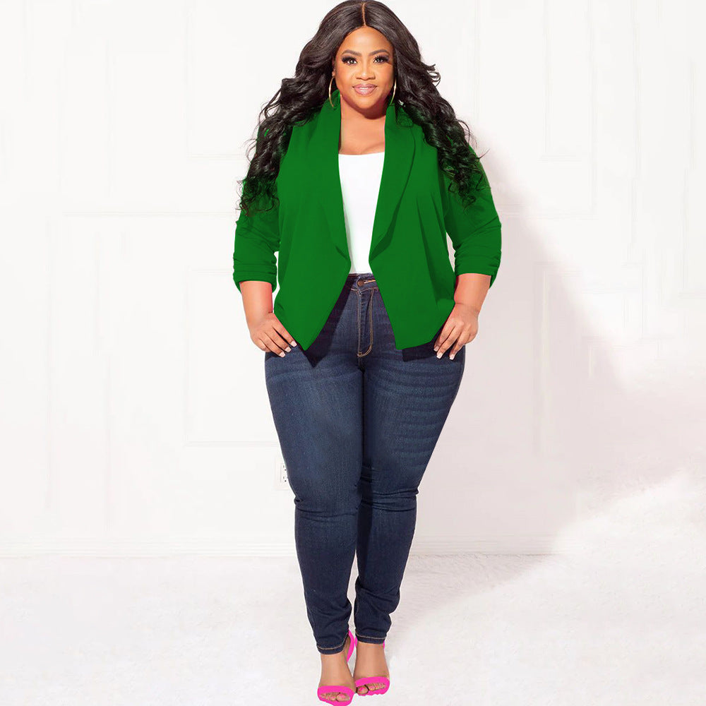 BamBam Plus Size Women Solid Long Sleeve Blazer - BamBam Clothing