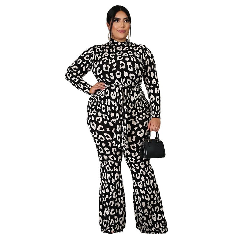 BamBam Plus Size Spring Formal Leopard Jumpsuit - BamBam Clothing