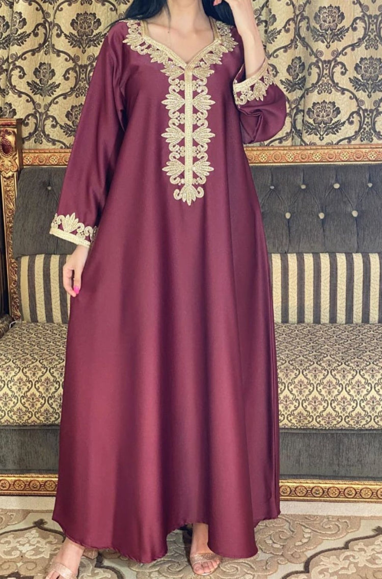 BamBam Arab Dubai Arab Middle East Turkey Morocco Islamic Clothing Kaftan Abaya Embroided Muslim Dress - BamBam
