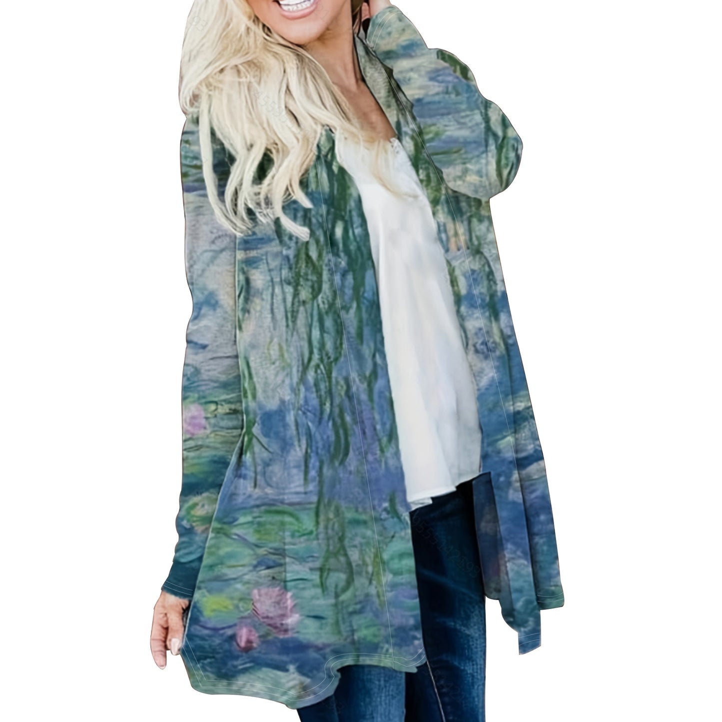 BamBam Women Landscape Print Casual Cape Jacket - BamBam