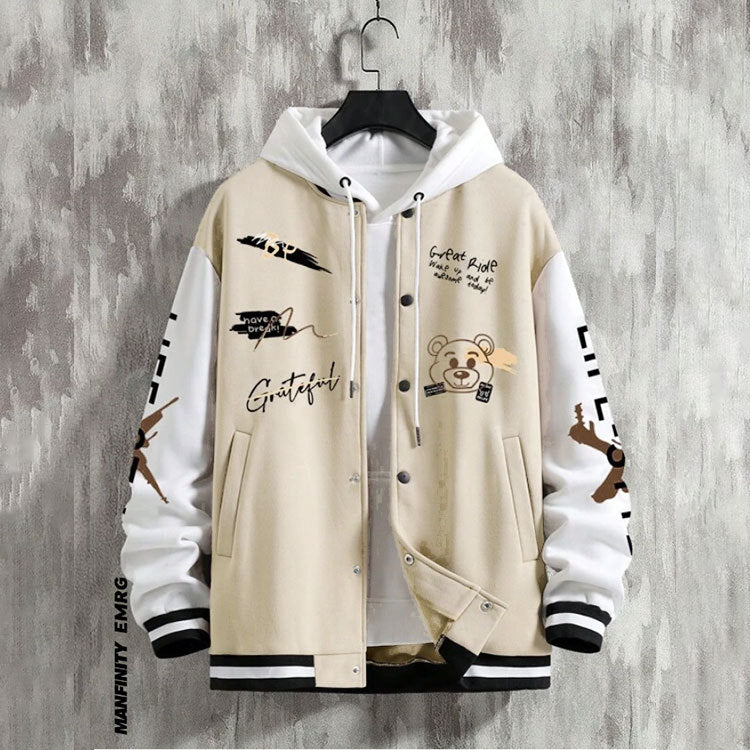 BamBam Men's Baseball Uniform Jacket Spring And Autumn Trendy American High Street Young Men's Loose Casual Coat - BamBam Clothing