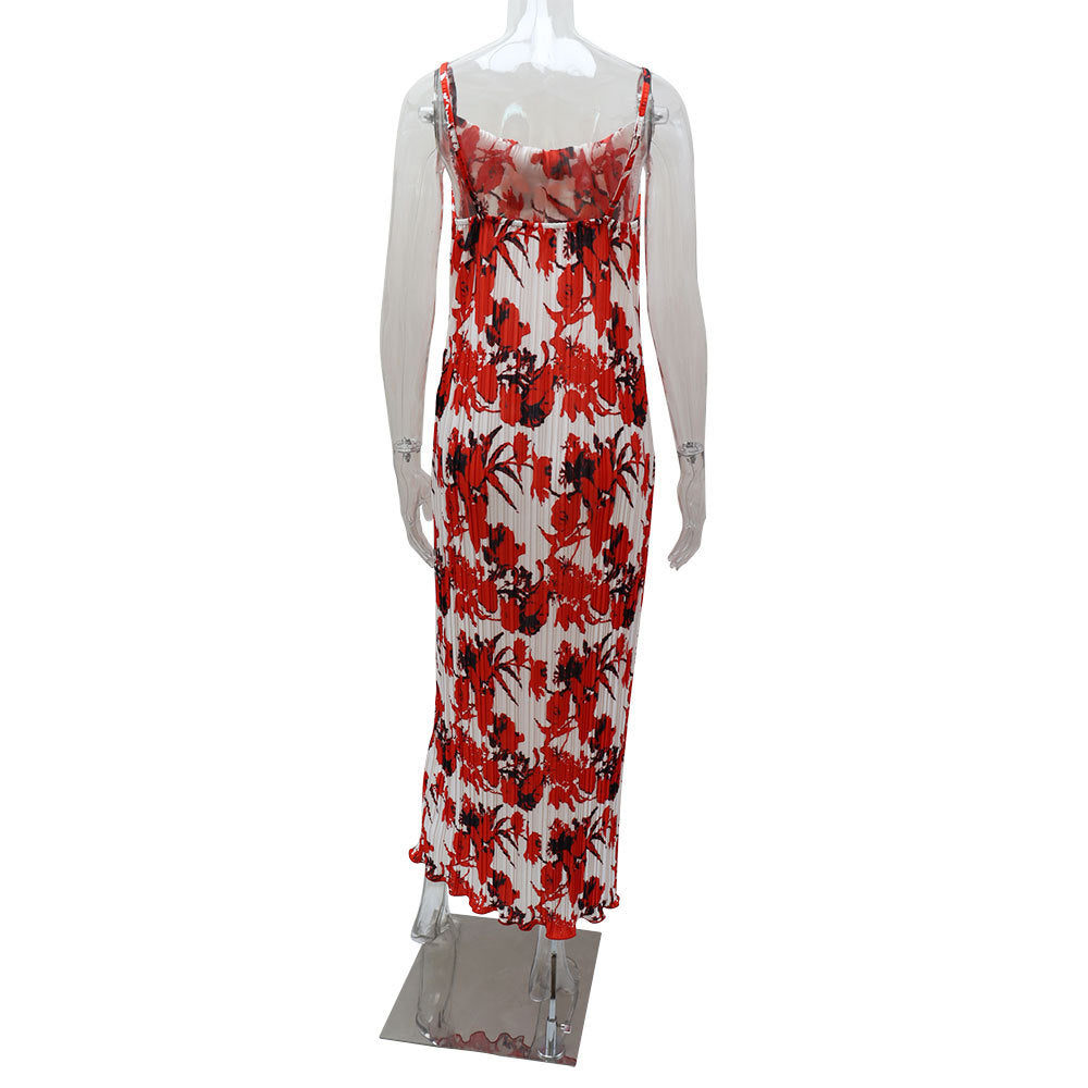 BamBam Women Summer Sleeveless Sexy Printed Maxi Dress - BamBam