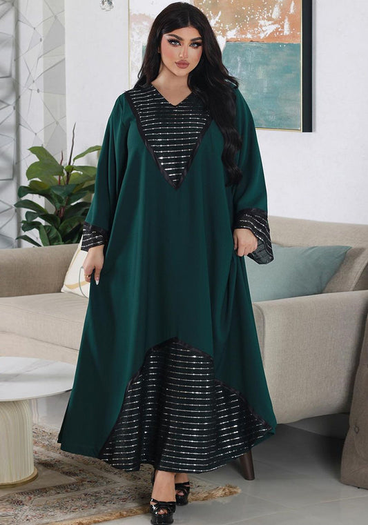 Women arab muslim sequin v neck robe