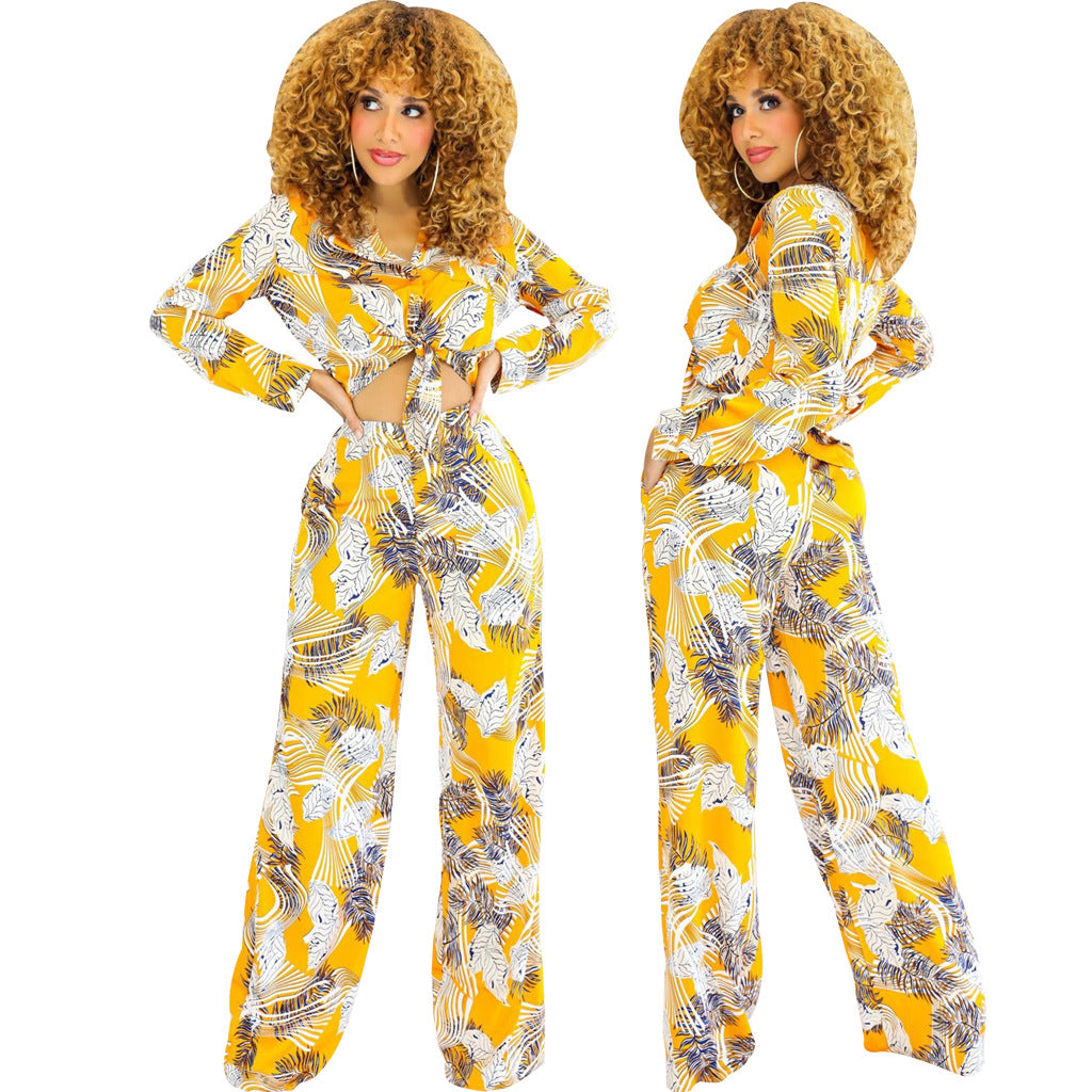 BamBam Sexy Fashion Digital Print Two-Piece Pants Set - BamBam