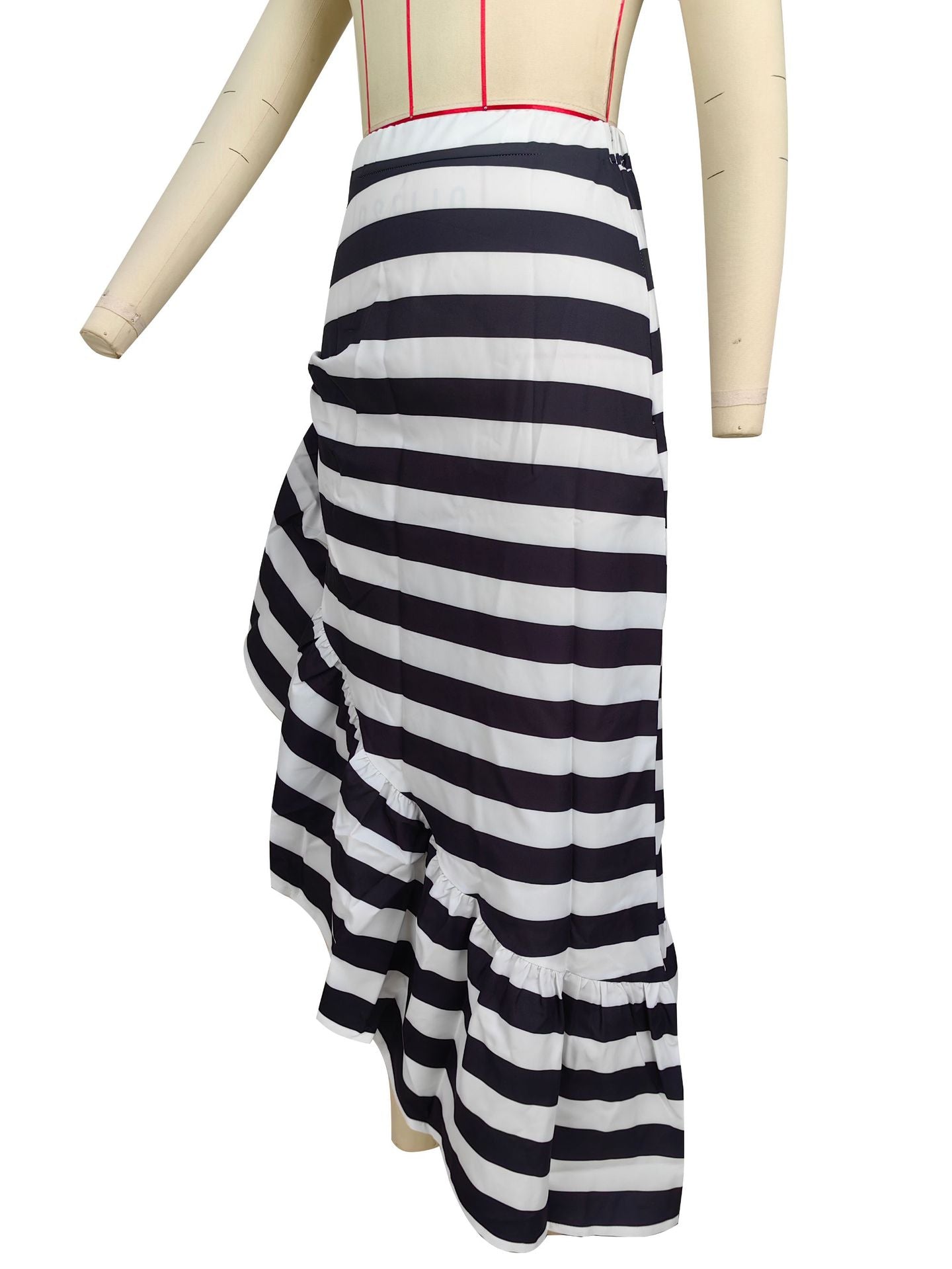 BamBam Women Fashion Zipper Stripe Ruffle Dress - BamBam