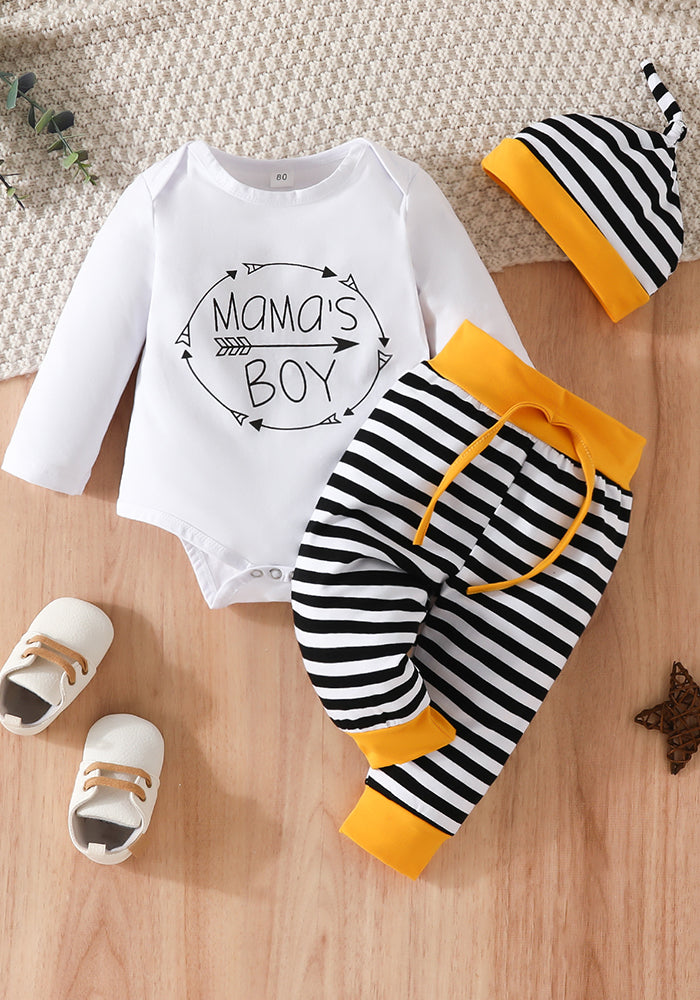 Baby Boy Long Sleeve Romper+Pants+Hat Three-Piece