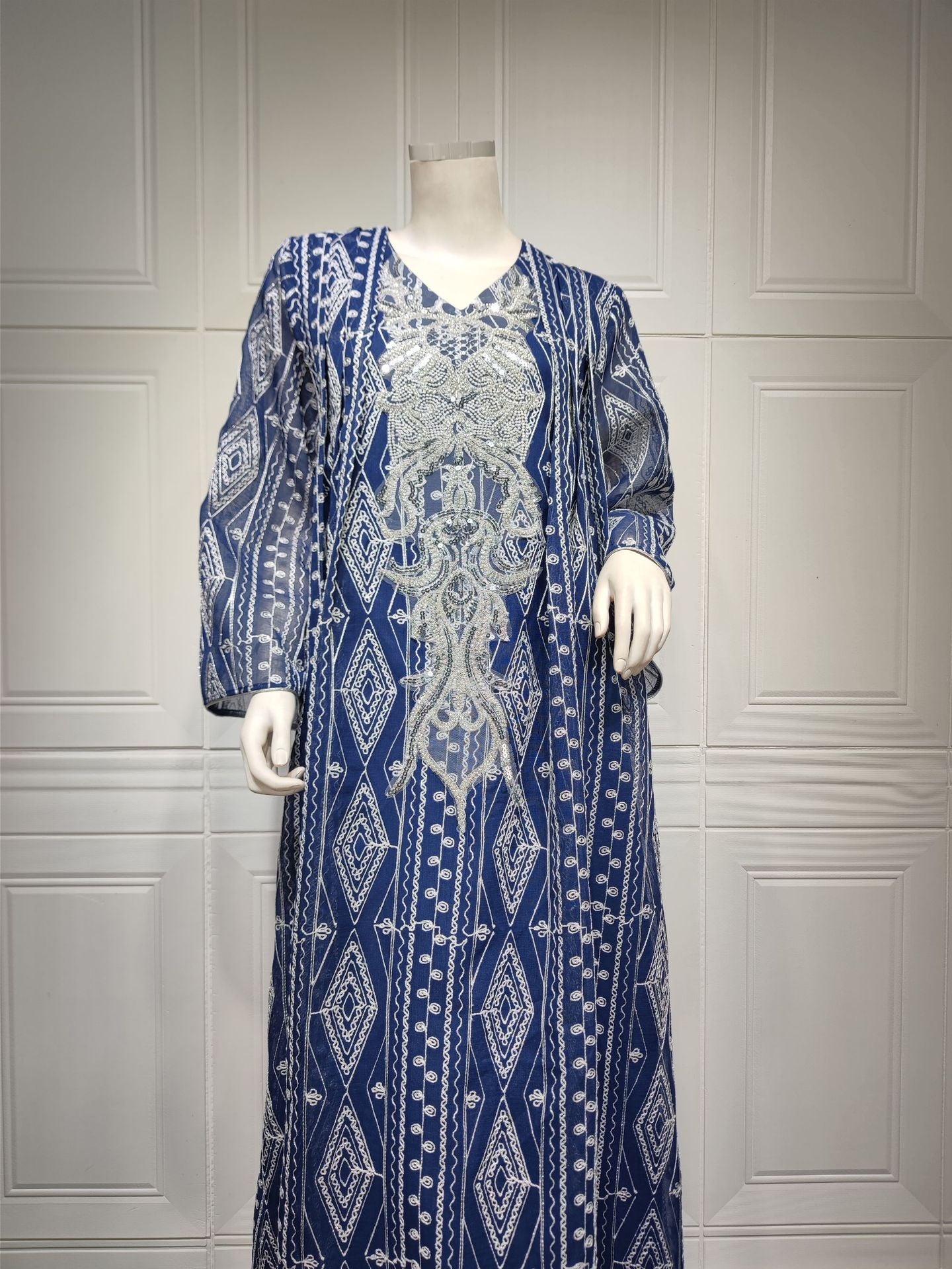 BamBam Plus Size Muslim Saudi Dubai Sequin Embroidered Robe - BamBam