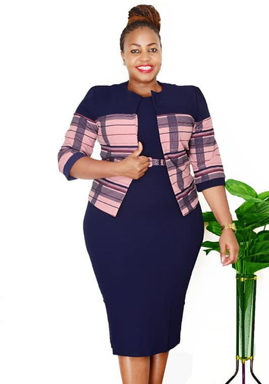 Africa Plus Size Women's Fall Coat Dress Two Piece Career Set