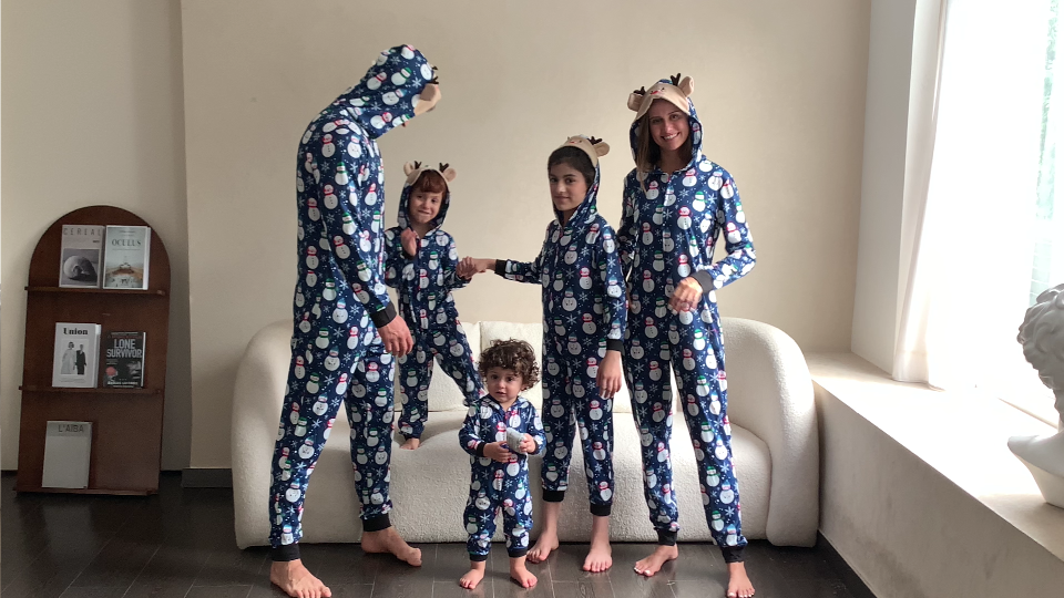 BamBam Christmas Family Wear Printed Hooded Jumpsuit - BamBam