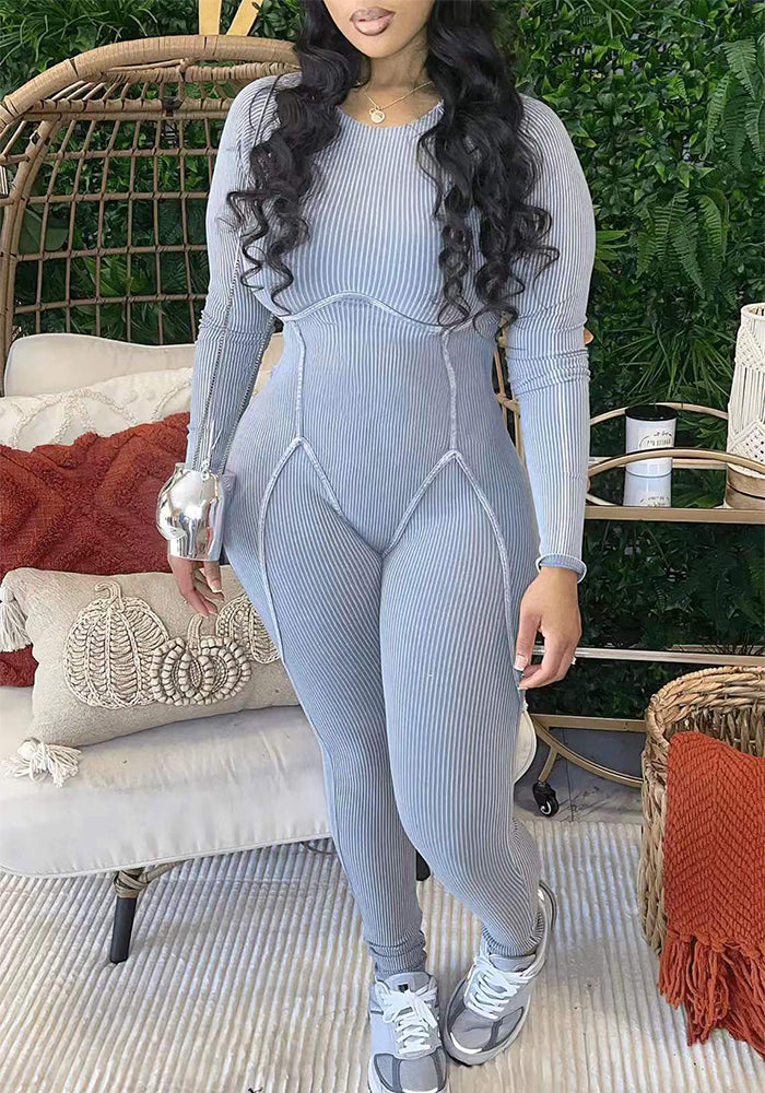 Women Long Sleeve Casual Jumpsuit