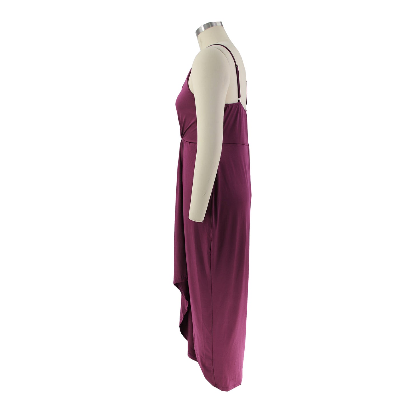 BamBam Women's Plus Size Solid Strap Sleeveless V-Neck Long Dress - BamBam
