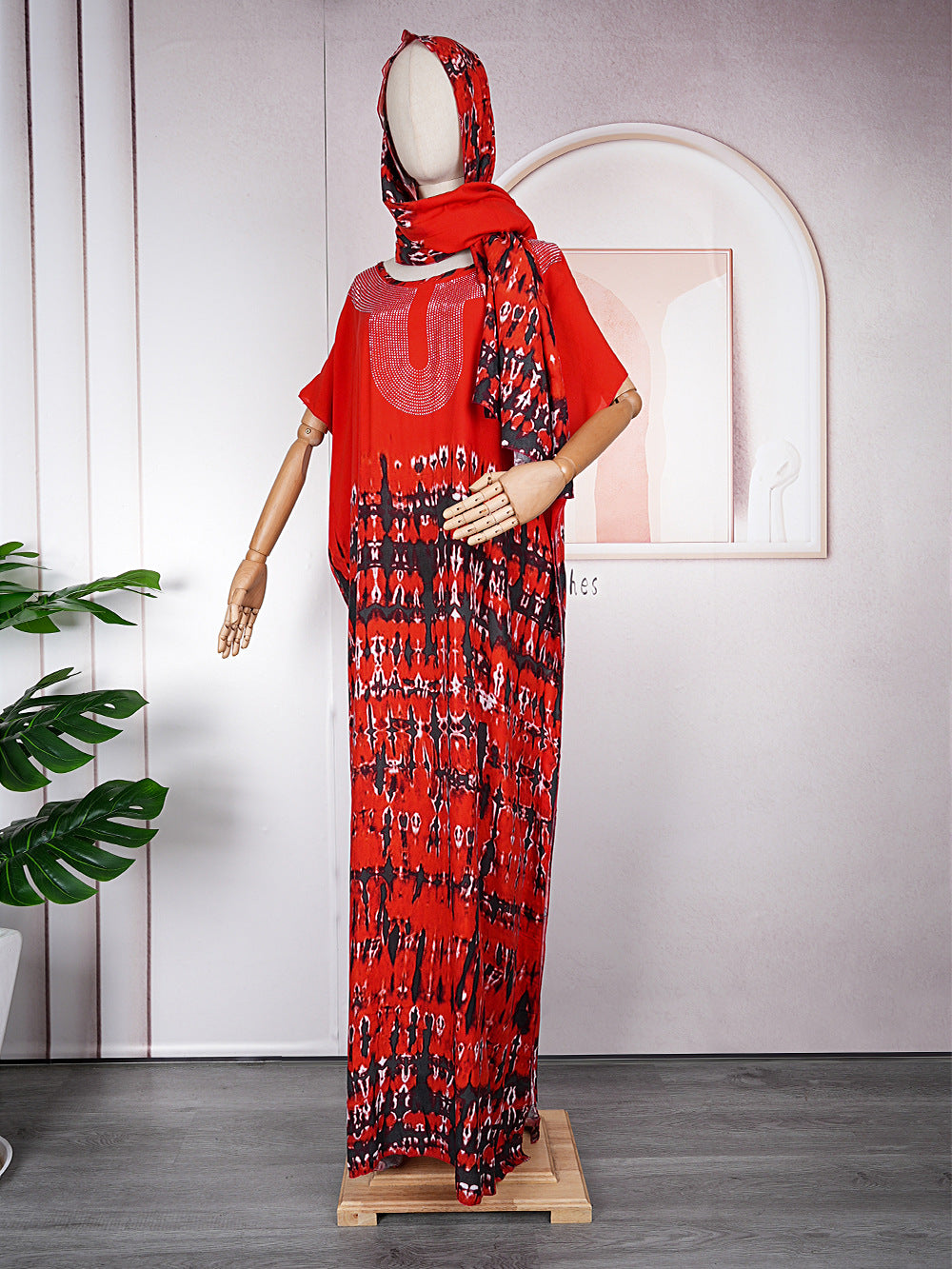 BamBam Muslim Plus Size African Women Dress with Hijab - BamBam