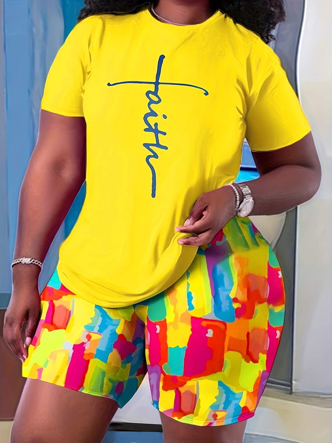 BamBam Fashionable Summer Short Sleeve T-Shirt Shorts Women's Casual Two-Piece Set - BamBam