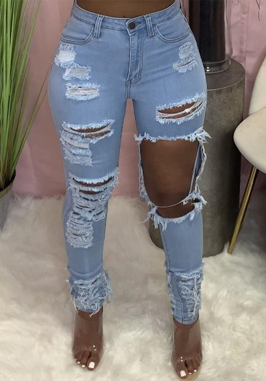 Women Style Ripped Stretch Denim Pants