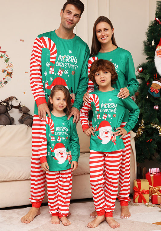 Christmas Family Wear Elderly Fawn Printed Home Clothes Pajama Two-piece Set