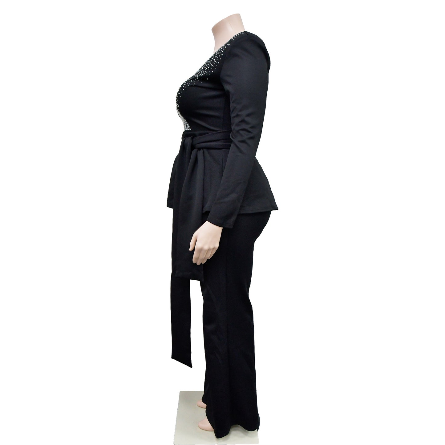 BamBam Fashion Women's Solid Color Long-Sleeved Trousers Jacket Suit Two-Piece Set - BamBam Clothing