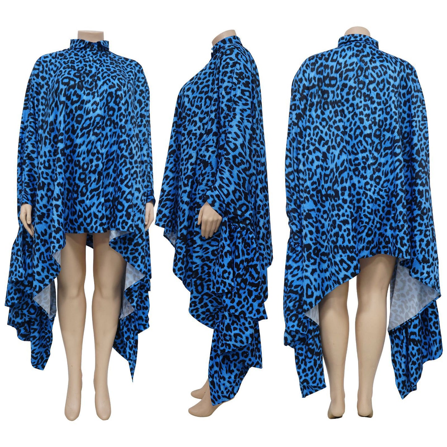 BamBam Women Leopard Print Shawl Long Top - BamBam