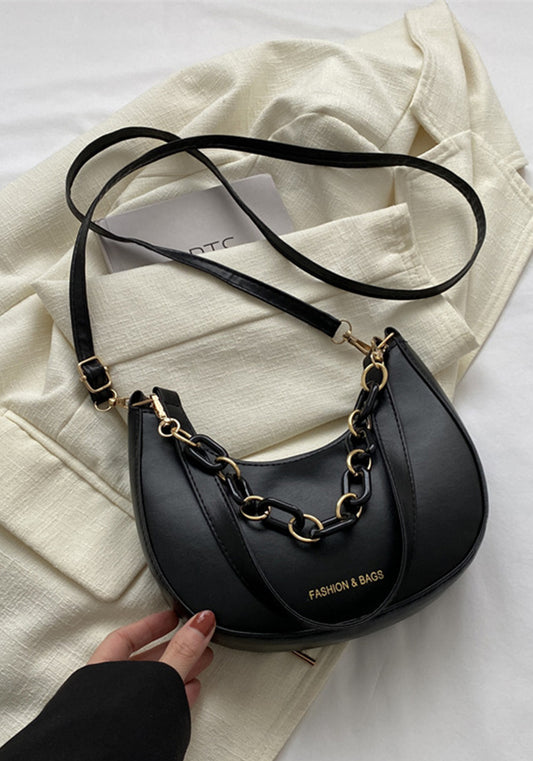 Retro Crescent Bag Simple Trendy Messenger Small Bag Chain Fashion One Shoulder Underarm Small Square Bag