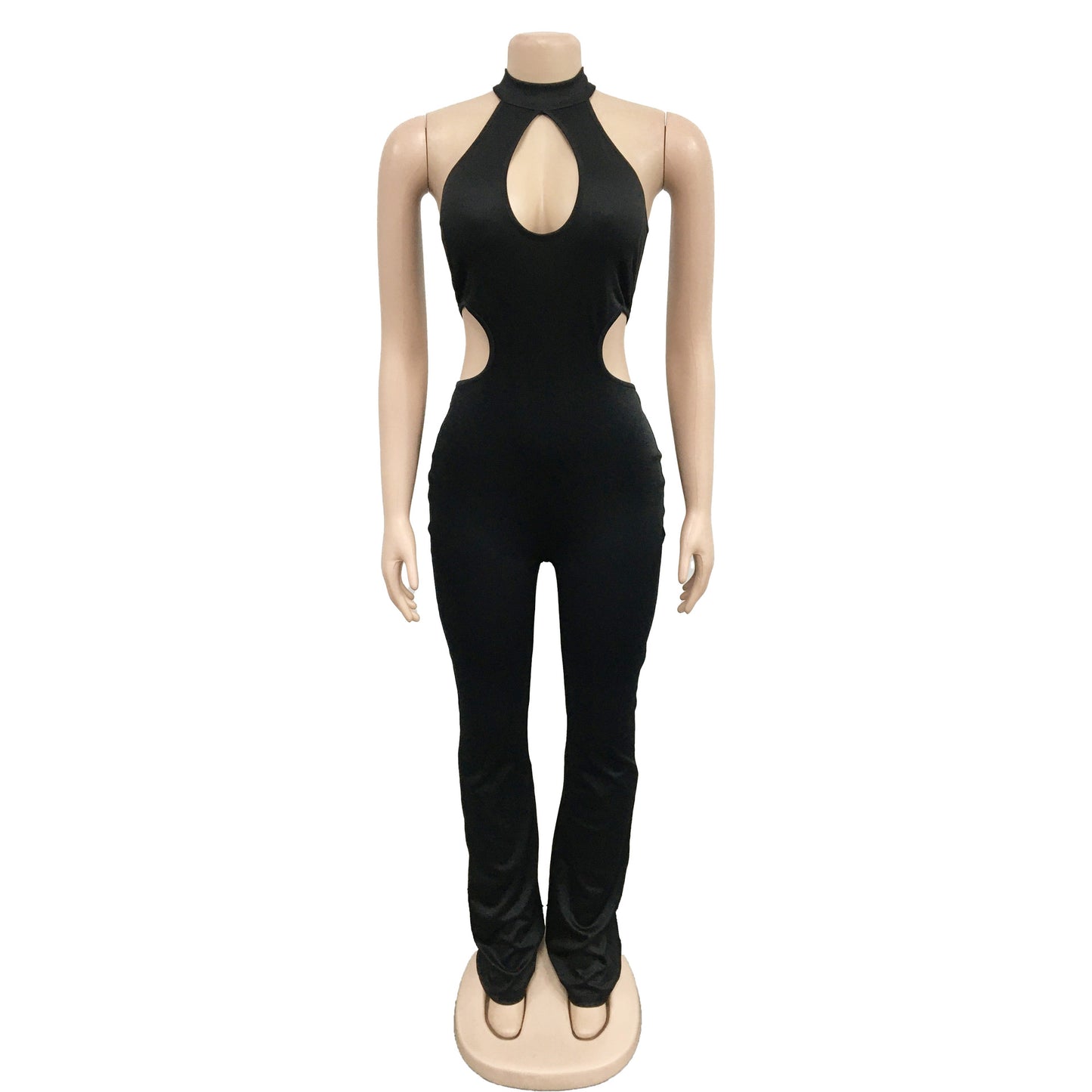 BamBam Women Solid Sexy Halter Neck Cutout Jumpsuit - BamBam Clothing