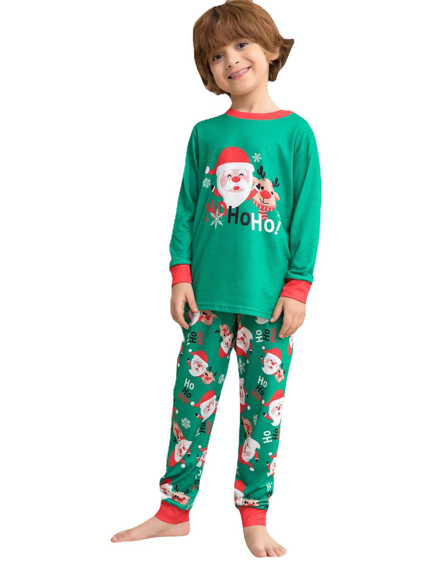 BamBam Christmas Family Wear Santa Print Printed Home Clothes Pajama Two-piece Set - BamBam