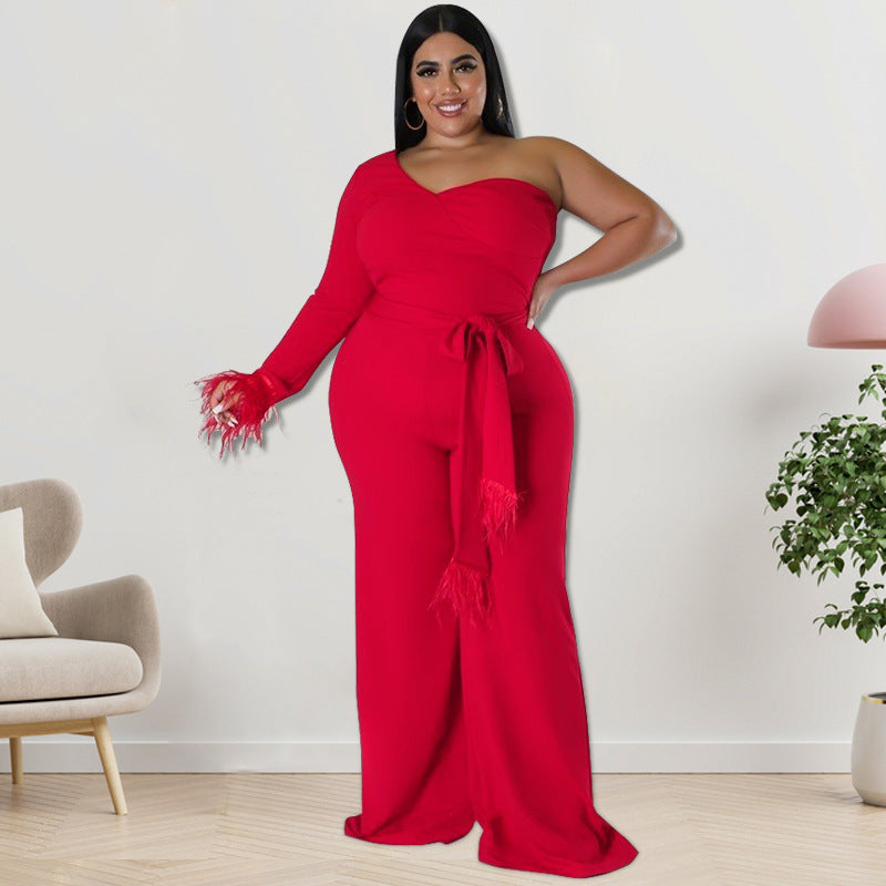 BamBam Plus Size Women's Asymmetrical One Shoulder Jumpsuit - BamBam Clothing