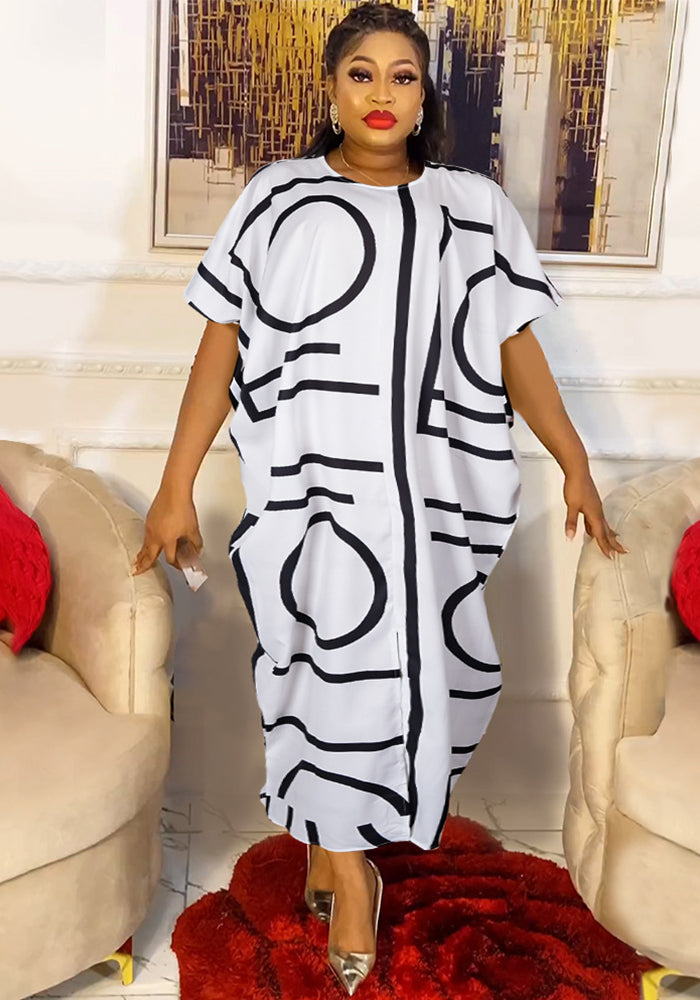 Plus Size African Women Patchwork Contrast Letter Dress