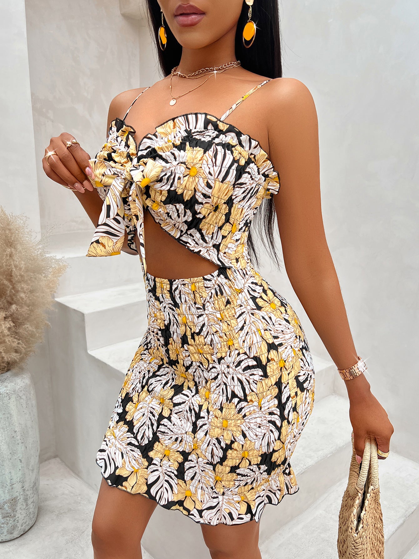 BamBam Women Summer Sexy Print Strap Dress - BamBam Clothing