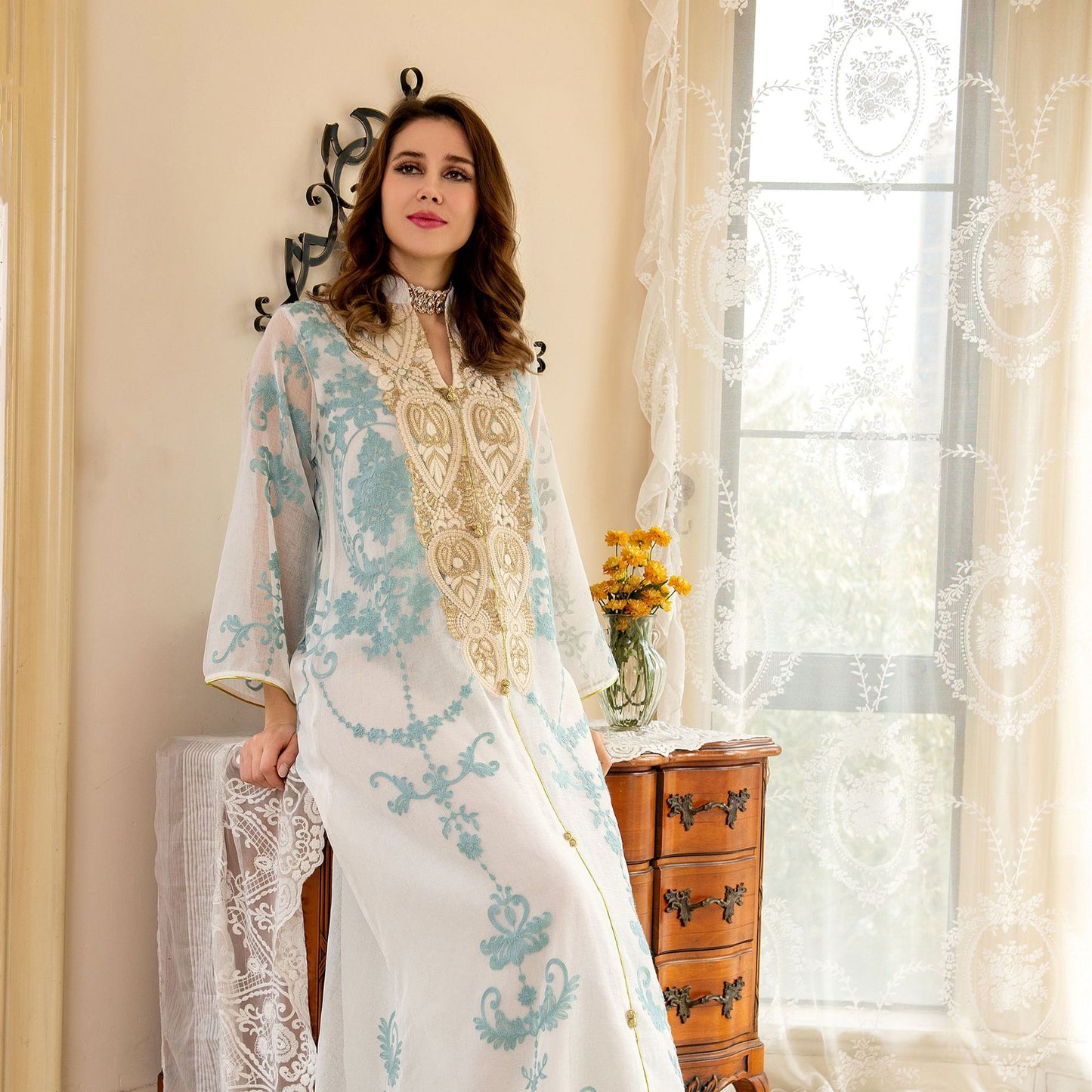 BamBam Women Dubai Arabian Dress Evening Dress Eid Robe - BamBam