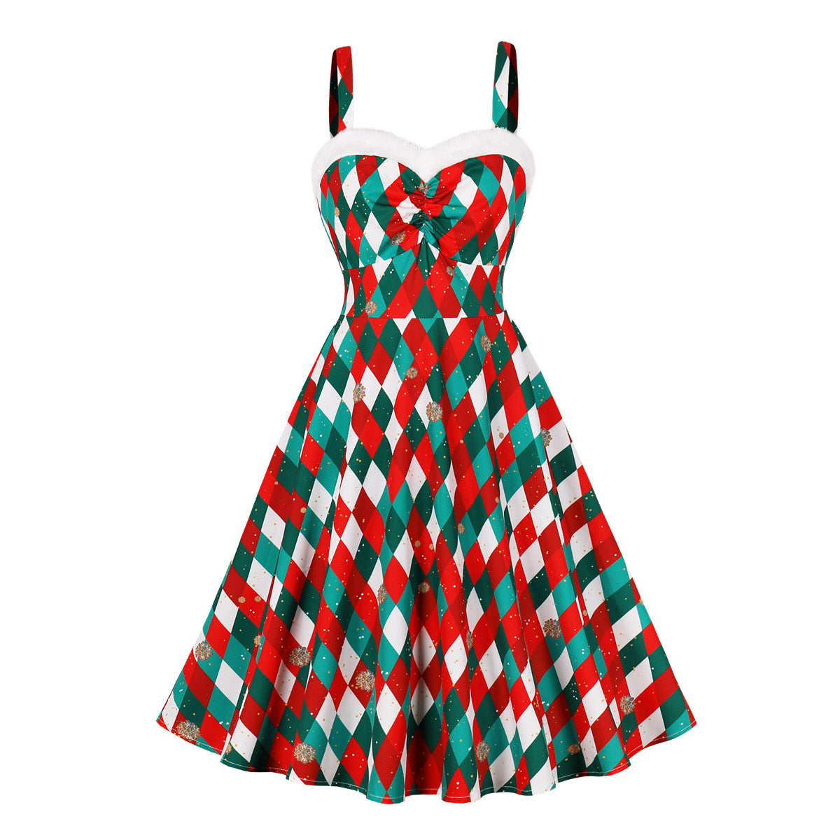 BamBam Christmas Women Printed Sleeveless Camisole Backless Dress - BamBam