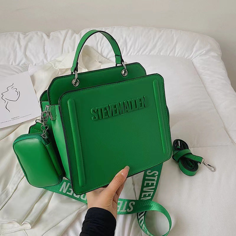 BamBam Women's Trendy Bag Popular Letter Shoulder Bag Solid Color Messenger Handbags - BamBam